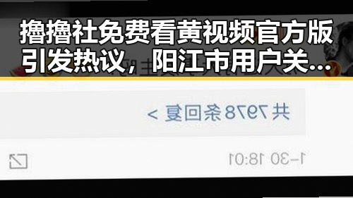擼擼社免费看黄 视频官方版引发热议,阳江市用户关注焦点
