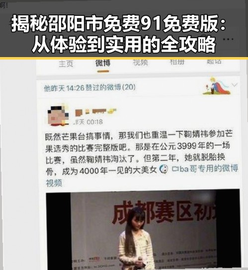 揭秘邵阳市免费91免费版：从体验到实用的全攻略