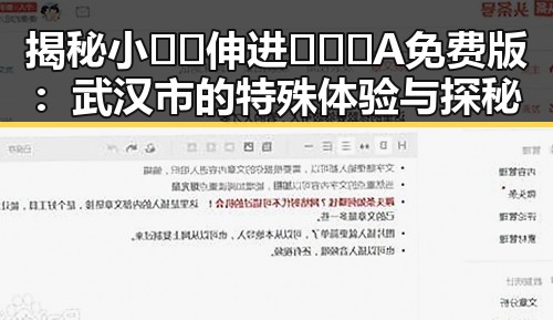 揭秘小🐔🐔伸进🈲🔞🔞A免费版:武汉市的特殊体验与探秘